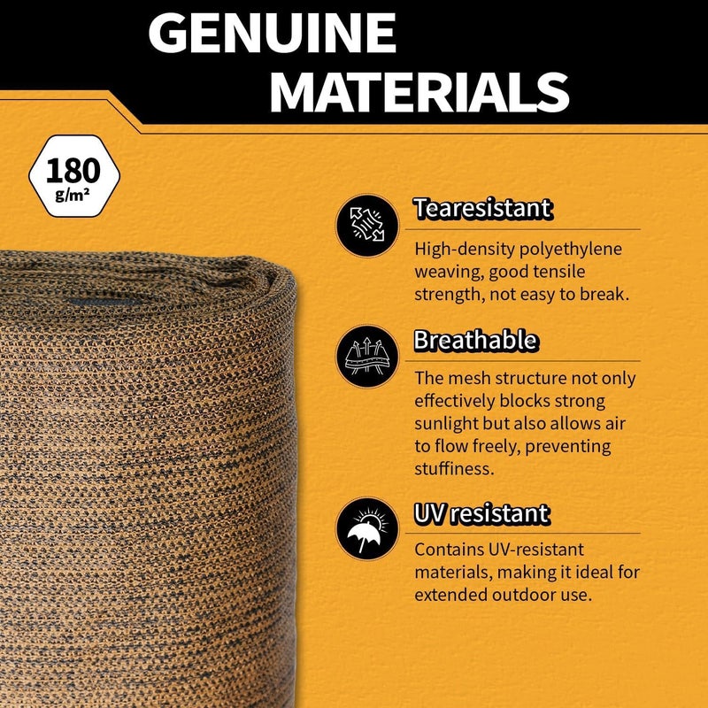 MVPNET 5x30Ft Garden Privacy Fence Screen, 180GSM Heavy Duty 90% Blockage Windbreak Mesh Tarp with Reinforced Edges & Anti-Rust Grommets, Includes Zip Ties for Garden, Yard, Backyard, Outdoor, Mocha - Image 3
